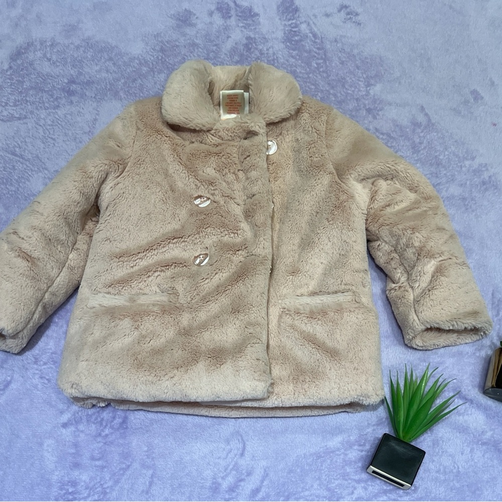 Toddler dusty pink faux fur coat